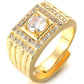 HALUKAKAH Gold Diamond Ring Iced Out,Men's 18k Real Gold Plated Ring Size Adjustable with Free Giftbox