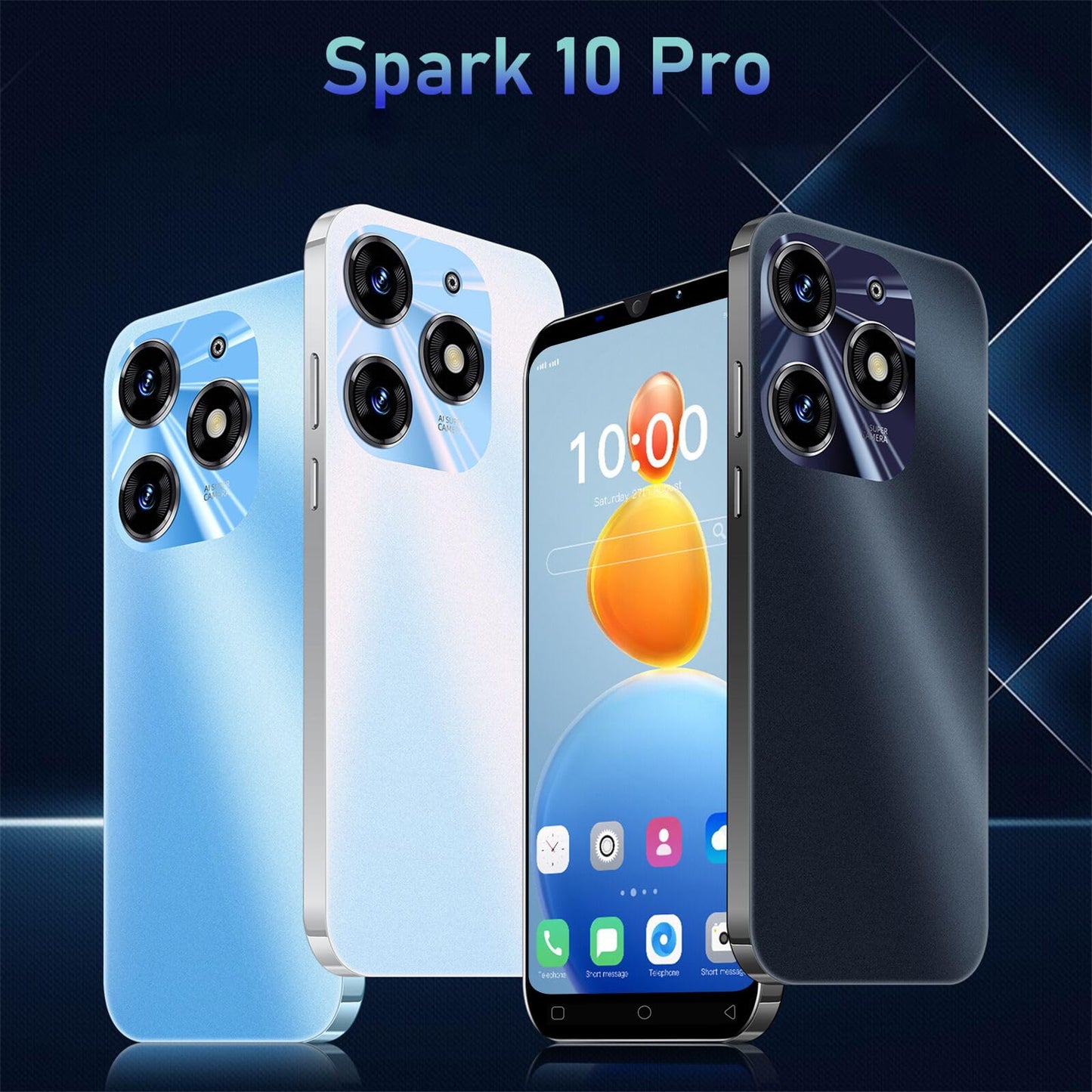 Smartphone Offer of the Day, 5.0 inch IPS Display, 16GB ROM 128GB Expandable, Android 9.0, Dual SIM Dual Camera Cheap 3G Mobile Phones (Spark 10Pro-Blue)