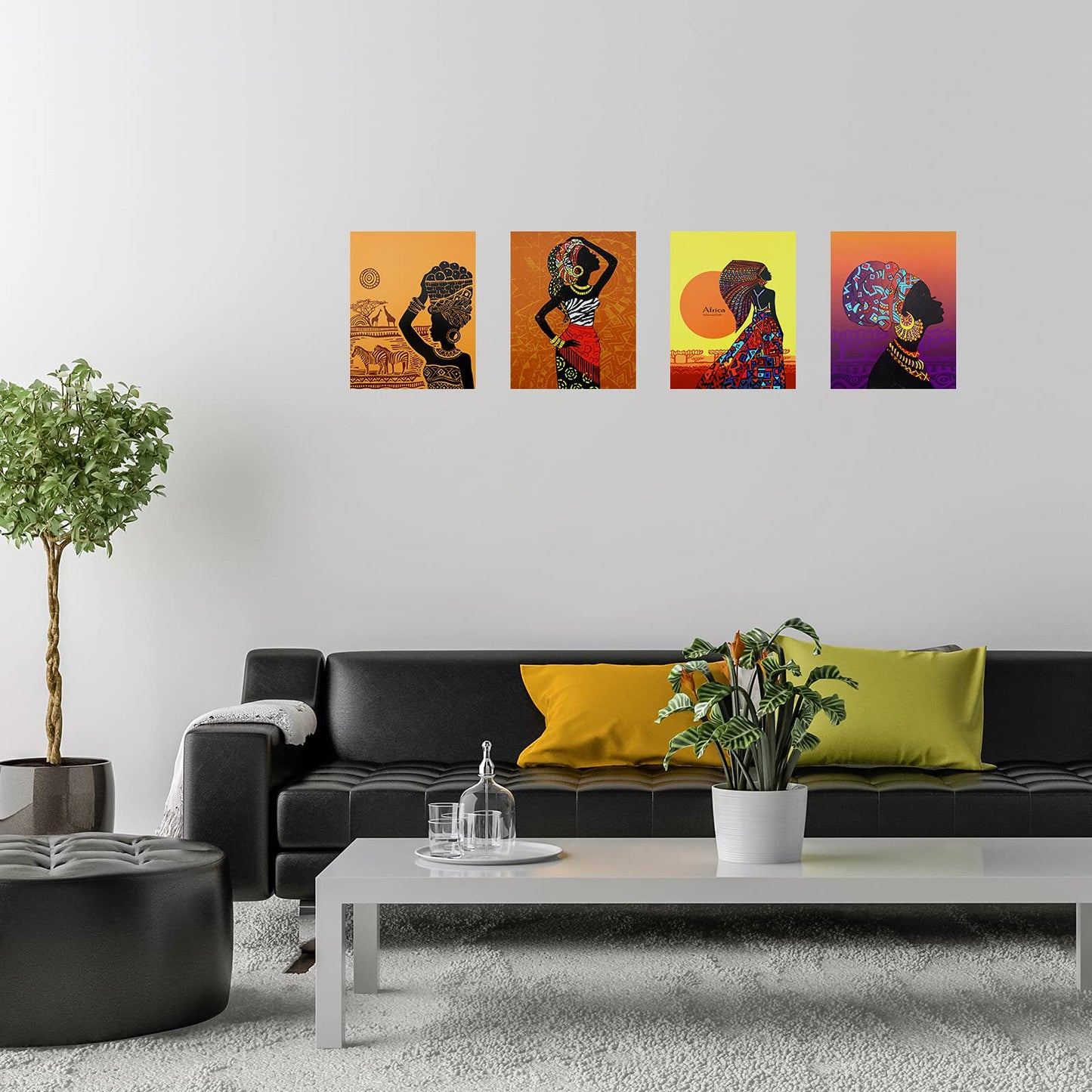 6 Pieces African American Wall Art Ethnic Ancient Wall Art Style Diamond Girl Room Poster Black Art Painting Woman Wall Poster Room Wall Artworks for Home Decor Girls Bedroom, 8 x 10 Inch Unframed