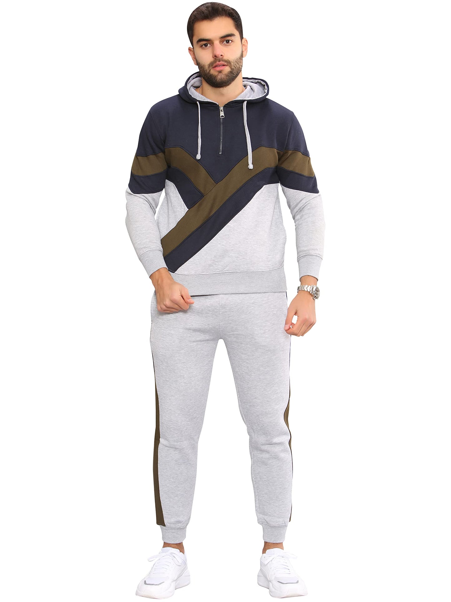 Love My Fashions® Men's Athletic Full-Zip Multi-Print Tracksuits Sports Casual Sweat Suit Slim Fit Warm Up Two-Piece Set