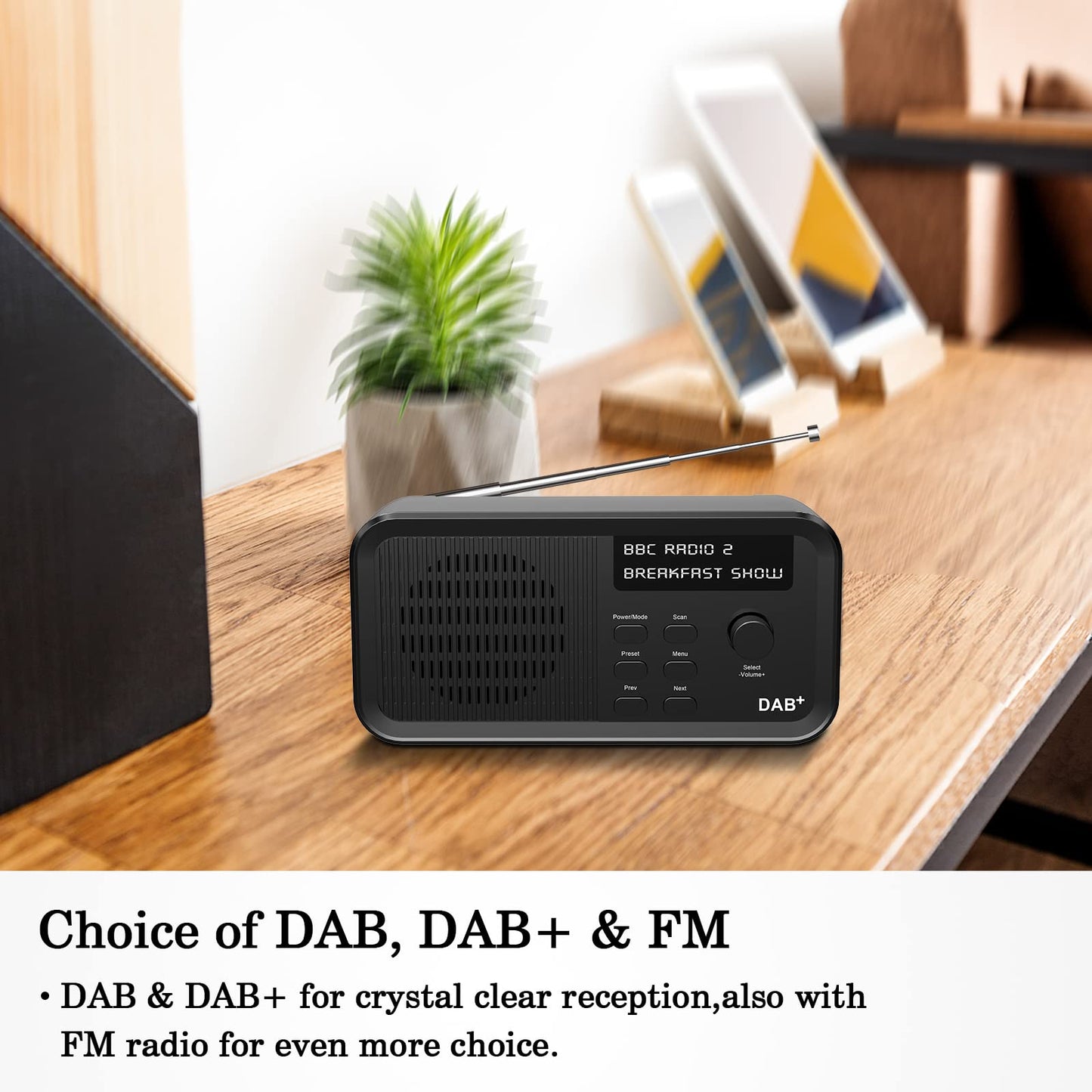 Pinci DAB/DAB+ Digital Radio & FM Radio, Portable Digital Radio with USB Rechargeable 15 Hours Playback,10 Preset Stations,Headphone Jack,LCD Display For living room, study, kitchen, garden, travel