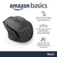 Amazon Basics Ergonomic wireless mouse for Laptop, 2.4 GHz with USB receiver, adjustable DPI - Black