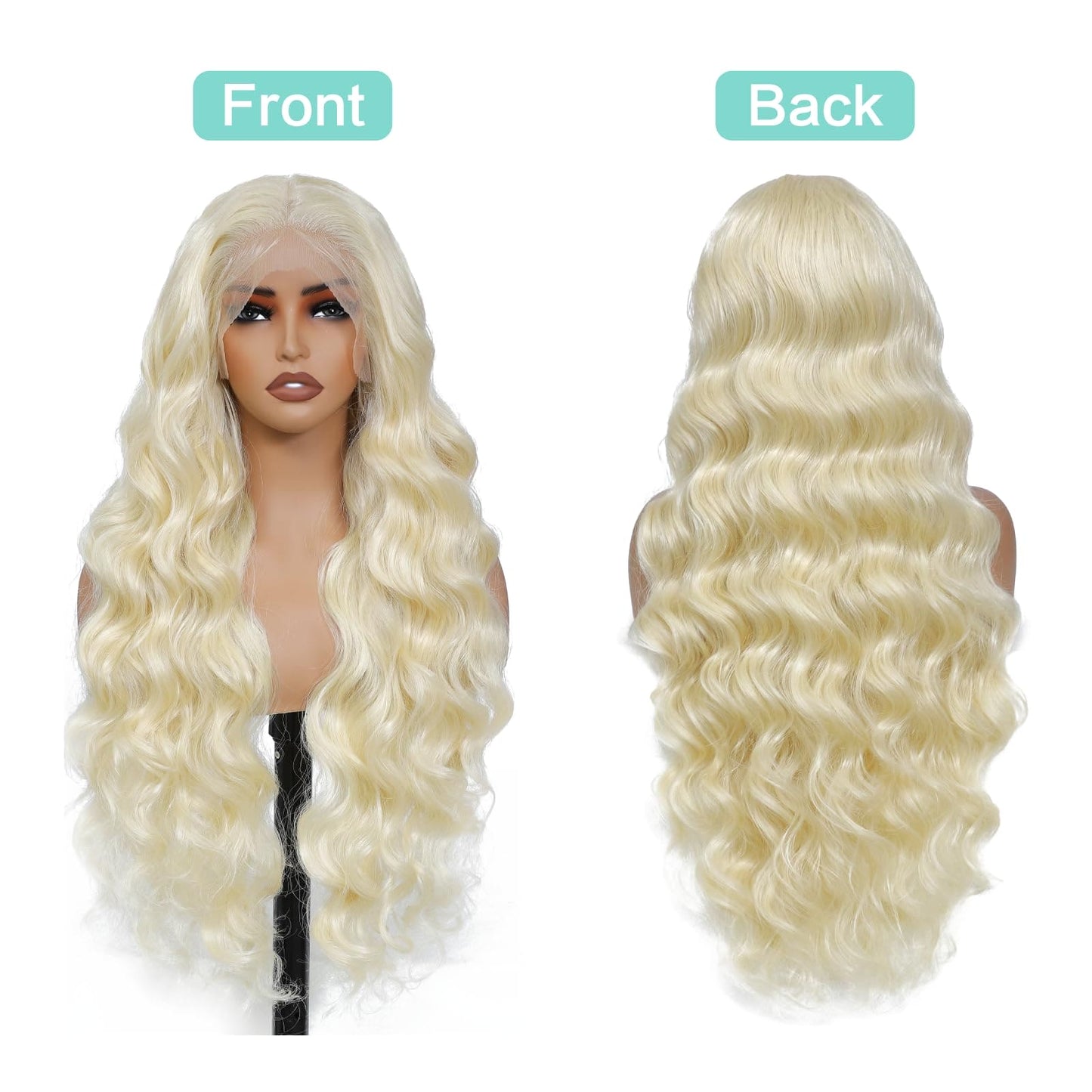 Humistwbiu Body Wave Wigs 13x6 Lace Front Wig Pre-Plucked Hairline with Baby Hair Transparent Swiss Lace Heat Resistant Synthetic Hair Glueless Lace Front Wavy Wigs for Women 32 Inch (#613)