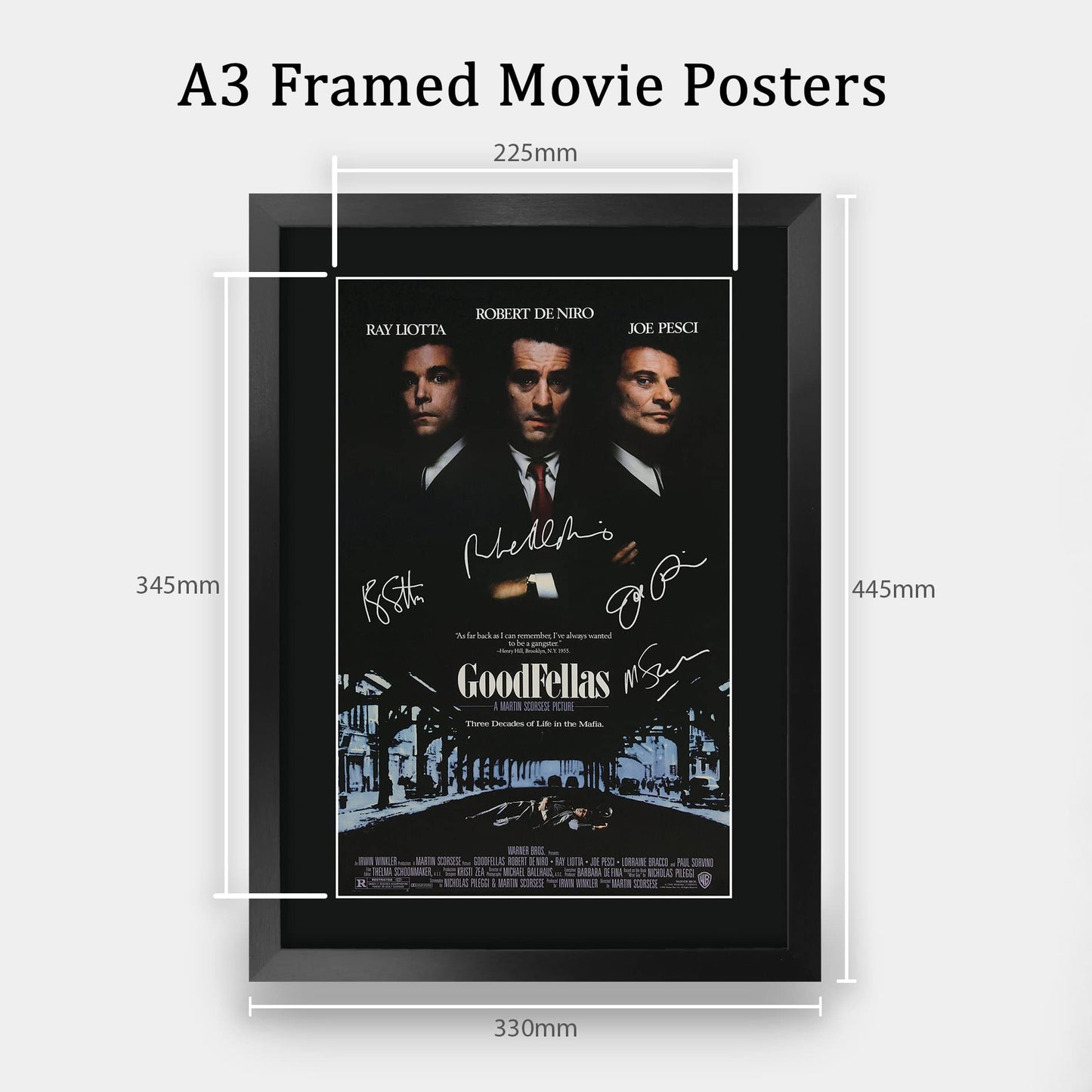 Goodfellas Movie Poster The Cast Signed Gift FRAMED A3 Printed Autograph Film Gifts Print Photo Picture Display…