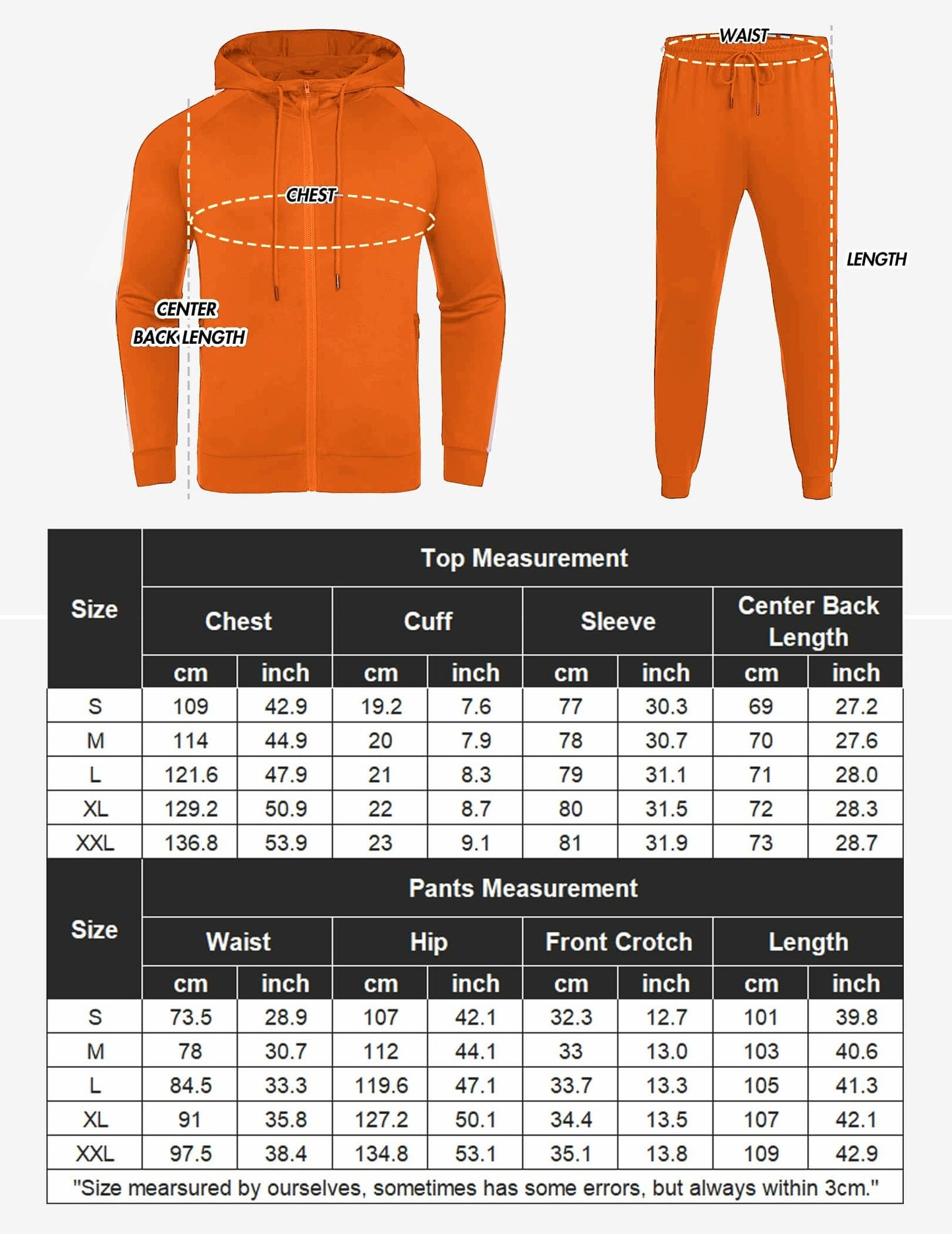 COOFANDY Orange Sweatsuits Men Sweatsuits 2 Piece Activewear Hoodie Sweat Suit Jogging Gym Sweatsuit Training Set (Orange XL)