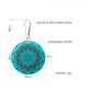 Handmade Big Mandala Oval Round Lightweight Dangle Earrings for Women (Blue Turquoise)