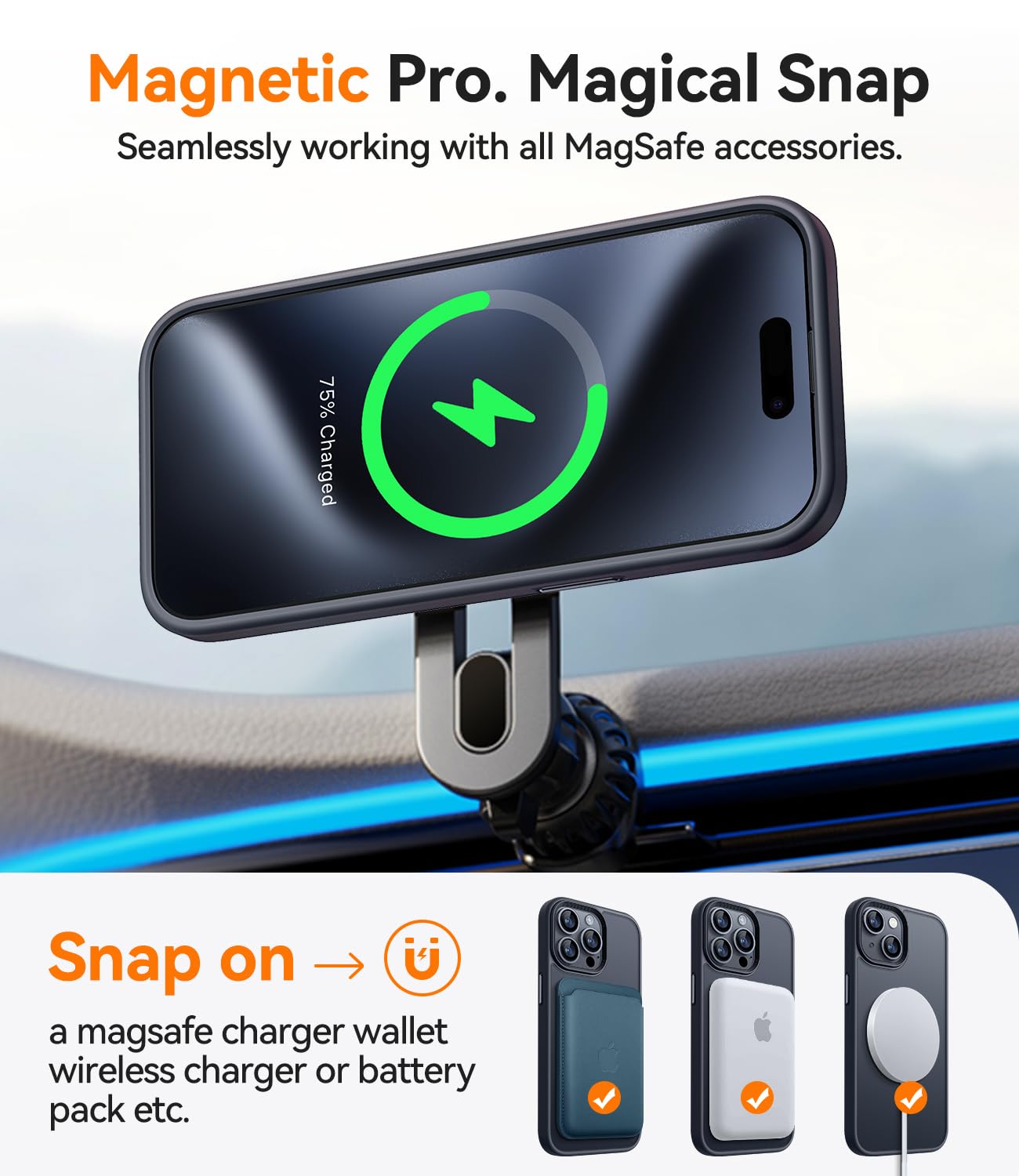 CANSHN Magnetic Designed for iPhone 15 Pro Case [Compatible with Magsafe] [Translucent Matte] Slim Thin Shockproof Protective Bumper Cover Phone Case for iPhone 15 Pro 6.1 Inch - Black