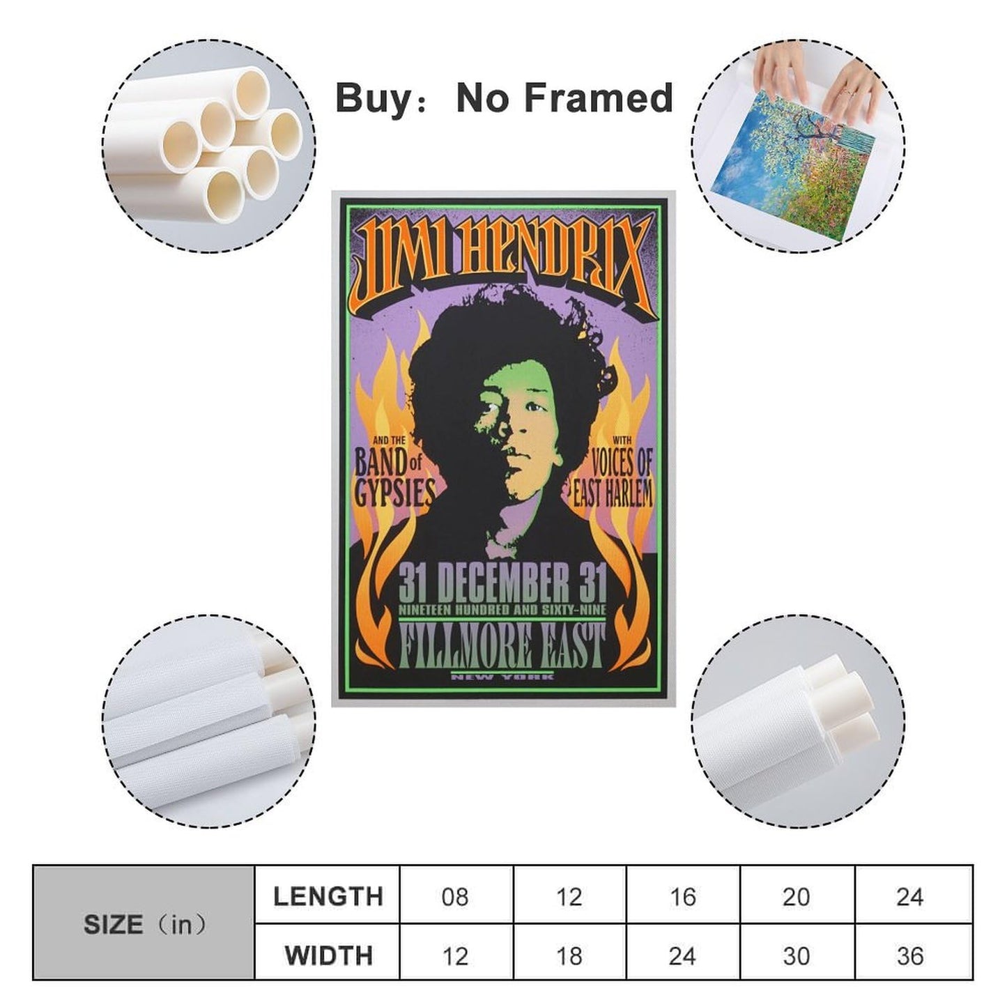 Jimi Hendrix Print Album Cover Signed Limited Poster, Music Album Cover Posters,Pop Hip Hop Rap Singer Star Music Poster Aesthetic Canvas Wall Art for Girl And Boy Teens Dorm Decor 12x18inch(30x45cm