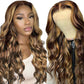 ALIPOP HD Lace Front Wigs Human Hair Wigs Body Wave 13X6X1 Glueless Lace Wigs For Women Human Hair 4/27 Brown & Golden Color Curly Wig 22 Inch, 1.0 count