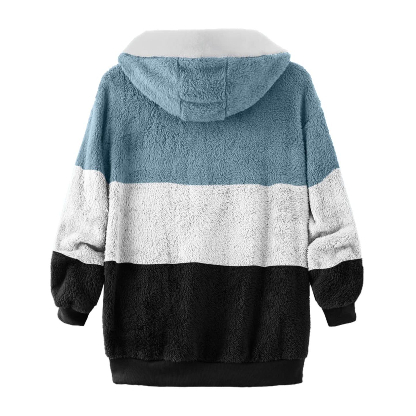 Sweatshirts for Women UK Sale Clearance Color Block Plush Sweater Fleece Button Longline Autumn Winter Jacket Christmas Casual Hoodies Long Sleeve Fuzzy Coats Hooded Plus Size Open Front Jumpers