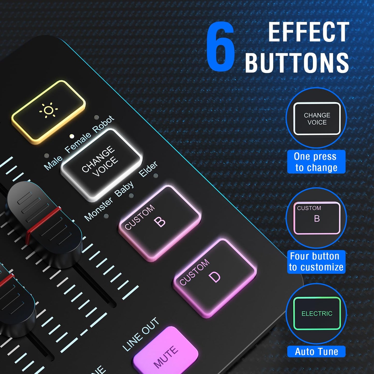 FIFINE Gaming Audio Mixer for Streaming, RGB PC Audio Interface, DJ Mixer with XLR Microphone Interface, Volume Fader, Individual Channel Design, Customized Sound for Podcast, Recording, Vocal-SC3