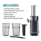 Elite Gourmet EJX600 Compact Small Space-Saving Masticating Slow Juicer, Cold Press Juice Extractor, Nutrient and Vitamin Dense, BPA-Free Tritan, Easy to Clean, 16 oz Juice Cup, Charcoal Grey