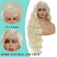 Humistwbiu Body Wave Wigs 13x6 Lace Front Wig Pre-Plucked Hairline with Baby Hair Transparent Swiss Lace Heat Resistant Synthetic Hair Glueless Lace Front Wavy Wigs for Women 32 Inch (#613)