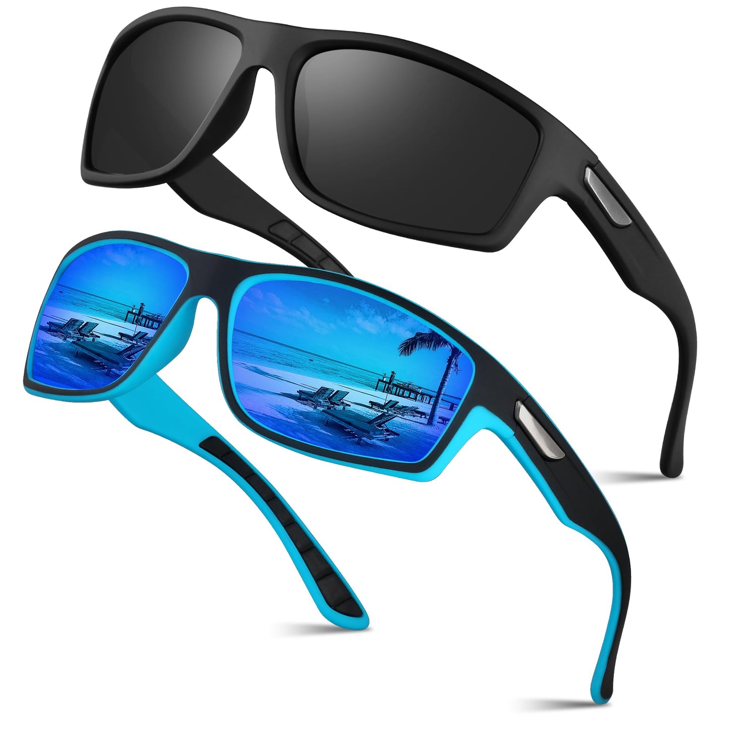 Ollrynns Polarised Sports Sunglasses for Men 2 Pack Sun Glasses Fishing Running Golf Sunglasses for Men Women with UV Protection