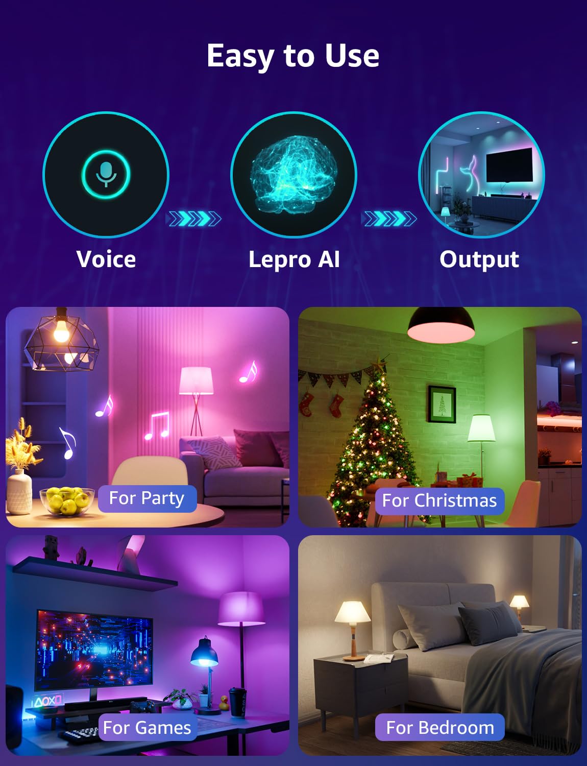 Lepro B1 AI Smart Bulb B22, Bayonet Bluetooth & WiFi Bulb That Works with Alexa, Music Sync, LLM AI-Generated Lighting, APP & Voice Control, 8.5W, 806lm, DIY 16 Million Color Changing Light Bulb