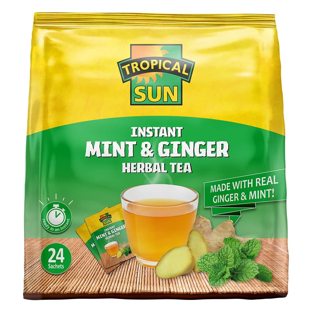 Tropical Sun Instant Mint and Ginger Herbal Tea. Sweet, Spicy & Refreshing! - 24 Sachets (Pack of 1)