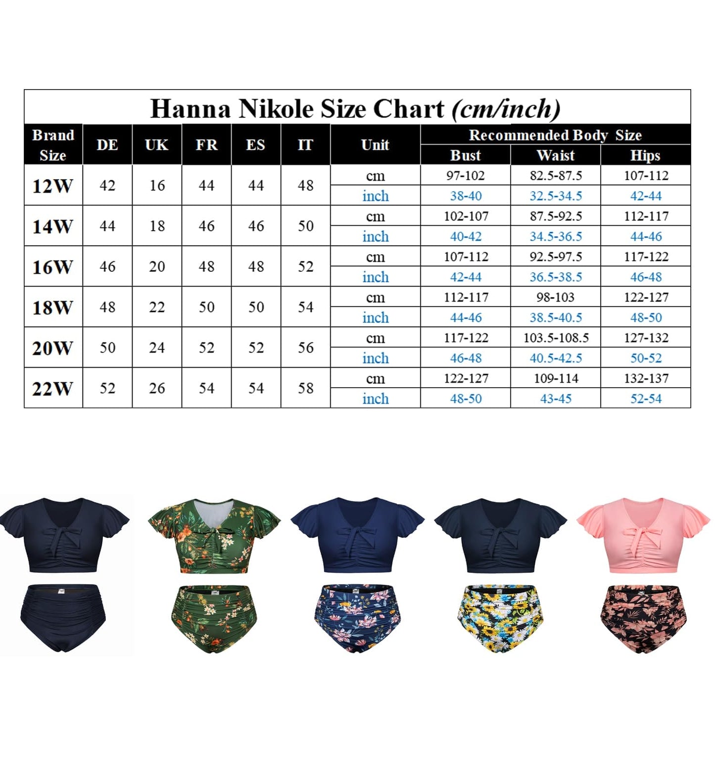 Hanna Nikole Women Push Up Swimwear V Neck Tummy Control Bikini Summer for Chubby Navy Blue 22