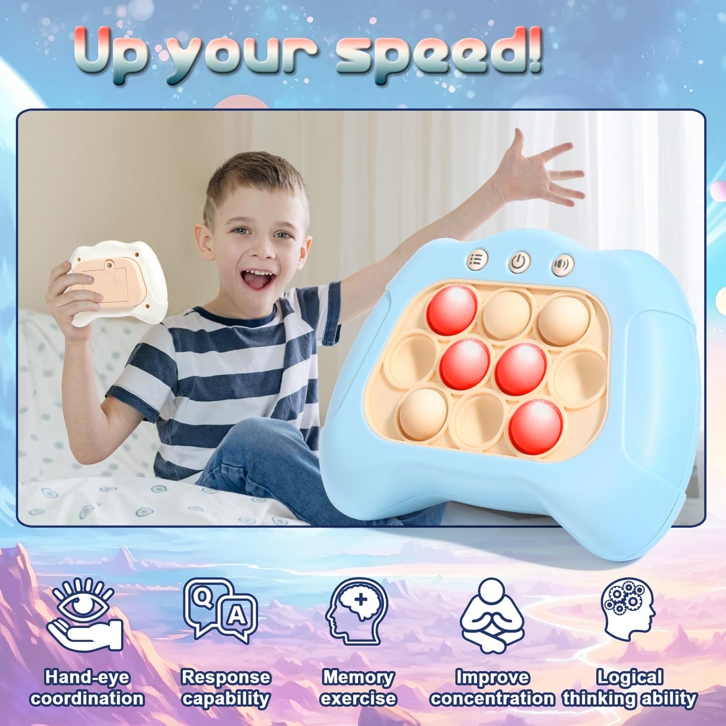 Pop Fidgets Kids It Games Toys, Handheld Game for Kids 6-8, Fast Push Game, Bubble Stress Pop Light Up Game, Autism Sensory Toys, Birthday Gifts for 8-12 Year Old Boys, Girls, Teens - 2 Pack