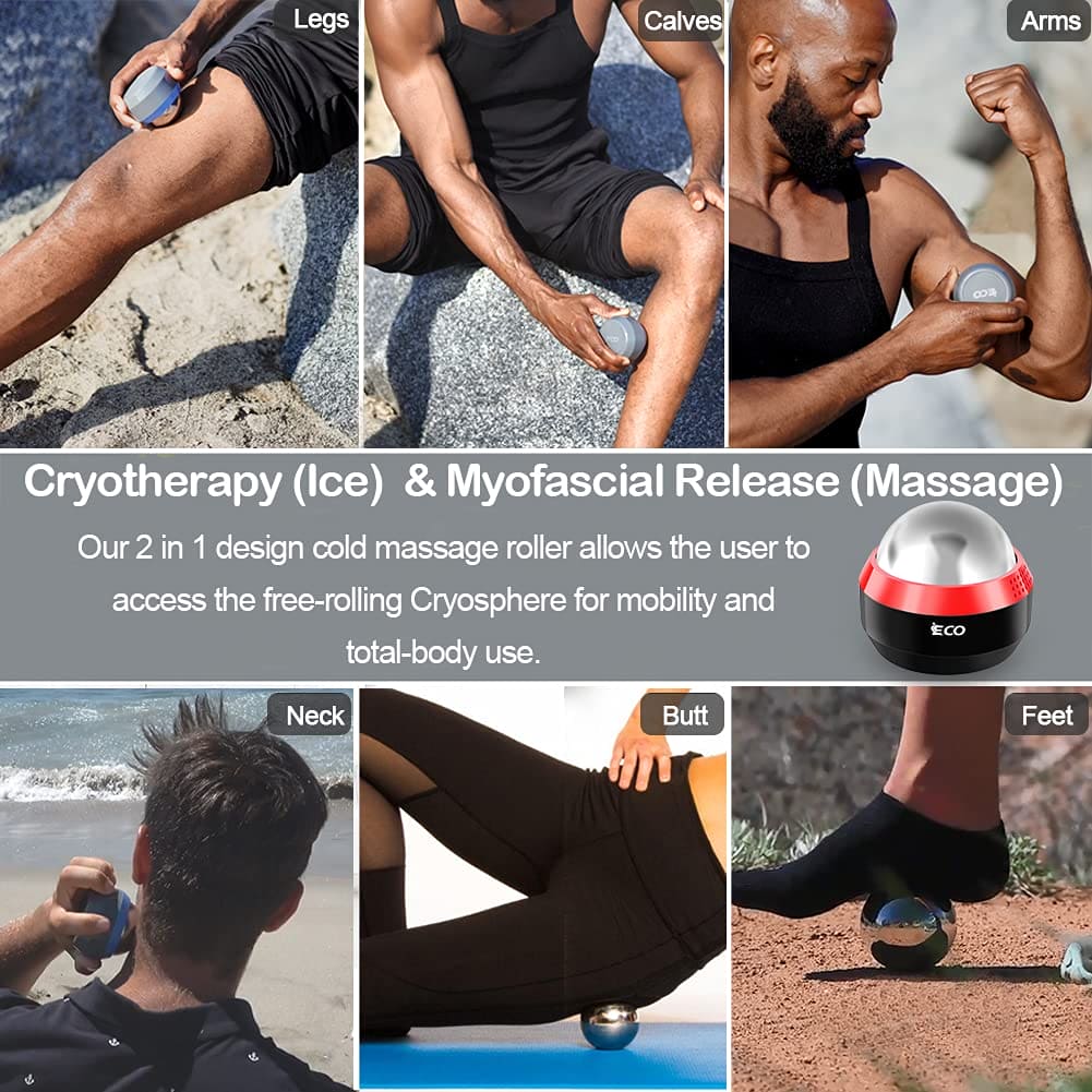 Fitness Cryosphere Cold Massage Roller - Cold&Heat Relief - Myofascial Muscles Release - Rapid Workout Recovery - Deep Tissue Cold Massage Ball