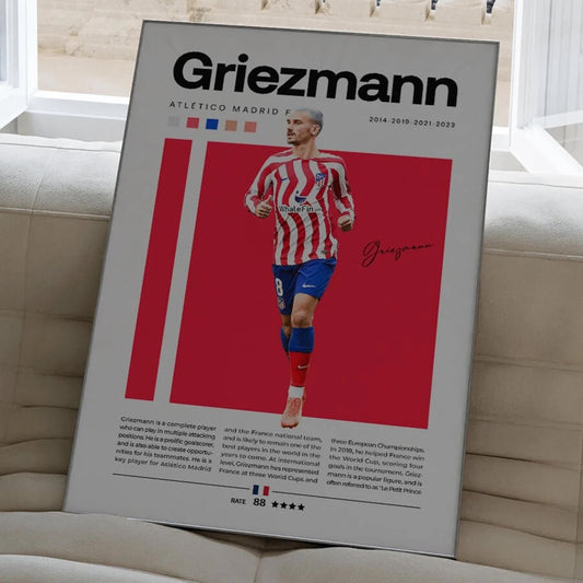 Neymar Ronaldo Messi Griezmann Bellingham Haaland Poster Bundler, Soccer Art Print, Football Poster, Set of 6 (A4-21 x 29.7cm)