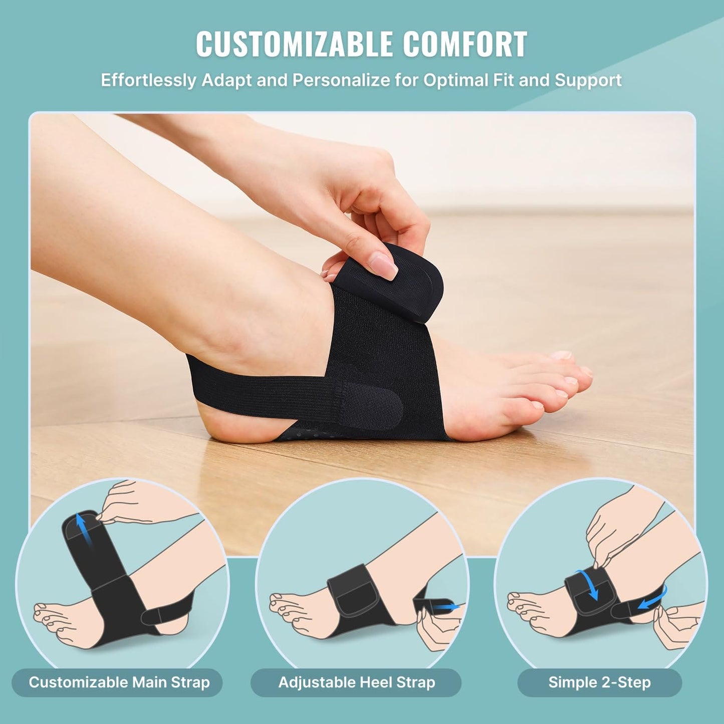 Arch Support Braces for Plantar Fasciitis Relief: Upgraded Non-Slip Wearable Arch Support w/Built-in Orthotics - Adjustable Bands w/Gel Pads for Flat Feet High & Fallen Arch Unisex HSA or FSA Eligible