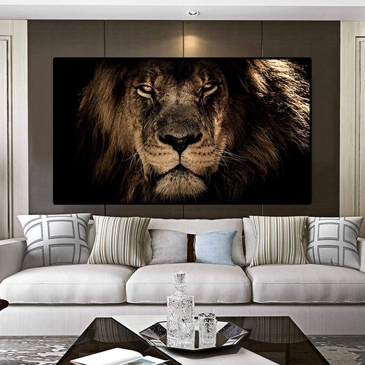 LIANGX African Large Lion Face Painting Canvas Wall Art Pictures, Animals Lions HD Print without Frame Poster Wall Pictures Living Room Decor (60 x 80 cm)