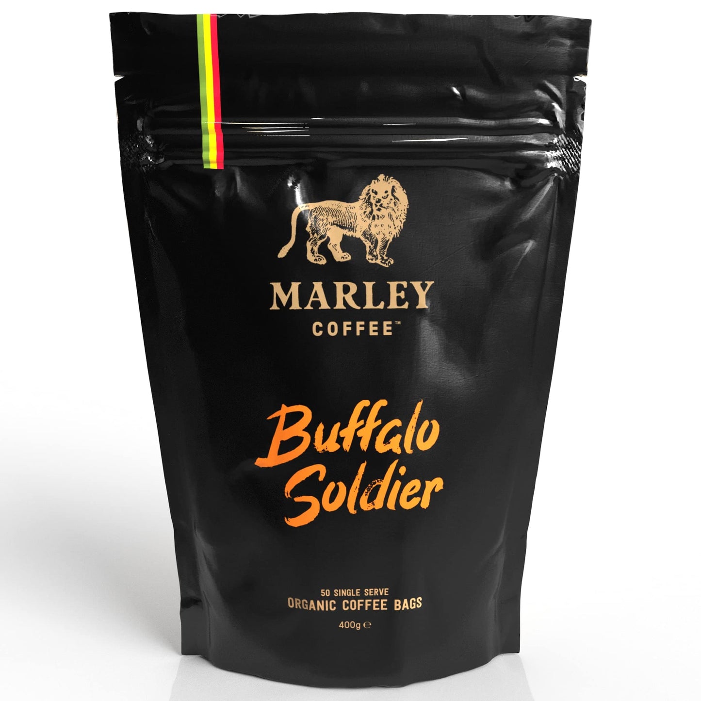 Coffee Bags - 50 x Dark Roast Organic Ground Coffee Bags - Buffalo Soldier Blend - Marley Coffee - From The Marley Family - Dark Roast - Strength 5