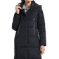 Orolay Women's Thickened Down Jacket Long Winter Coat Hooded Puffer Jacket Pirate Black L