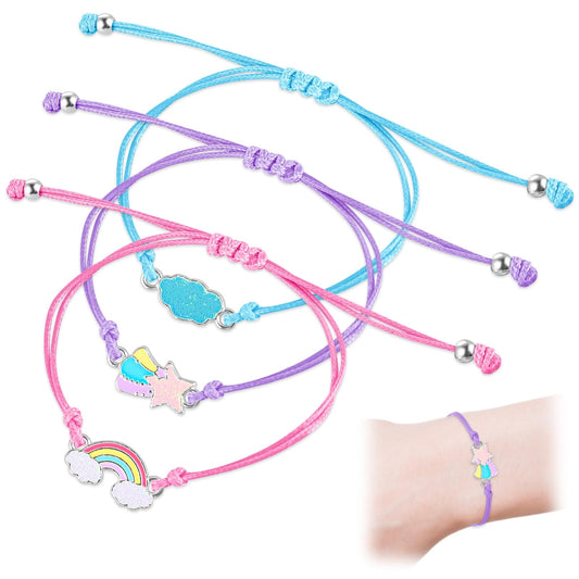 Grevosea 3 Pcs Colorful Friendship Bracelets Adjustable Braided Bracelet Rainbow Bracelet Friendship Bracelet Jewelry Lovely Best Friend Bracelet for Girls Women School Gifts Party Favors