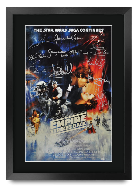 HWC Trading A3 FR Star Wars - The Empire Strikes Back Movie Poster Cast Signed Gift FRAMED A3 Printed Autograph Film Gifts Print Photo Picture Display