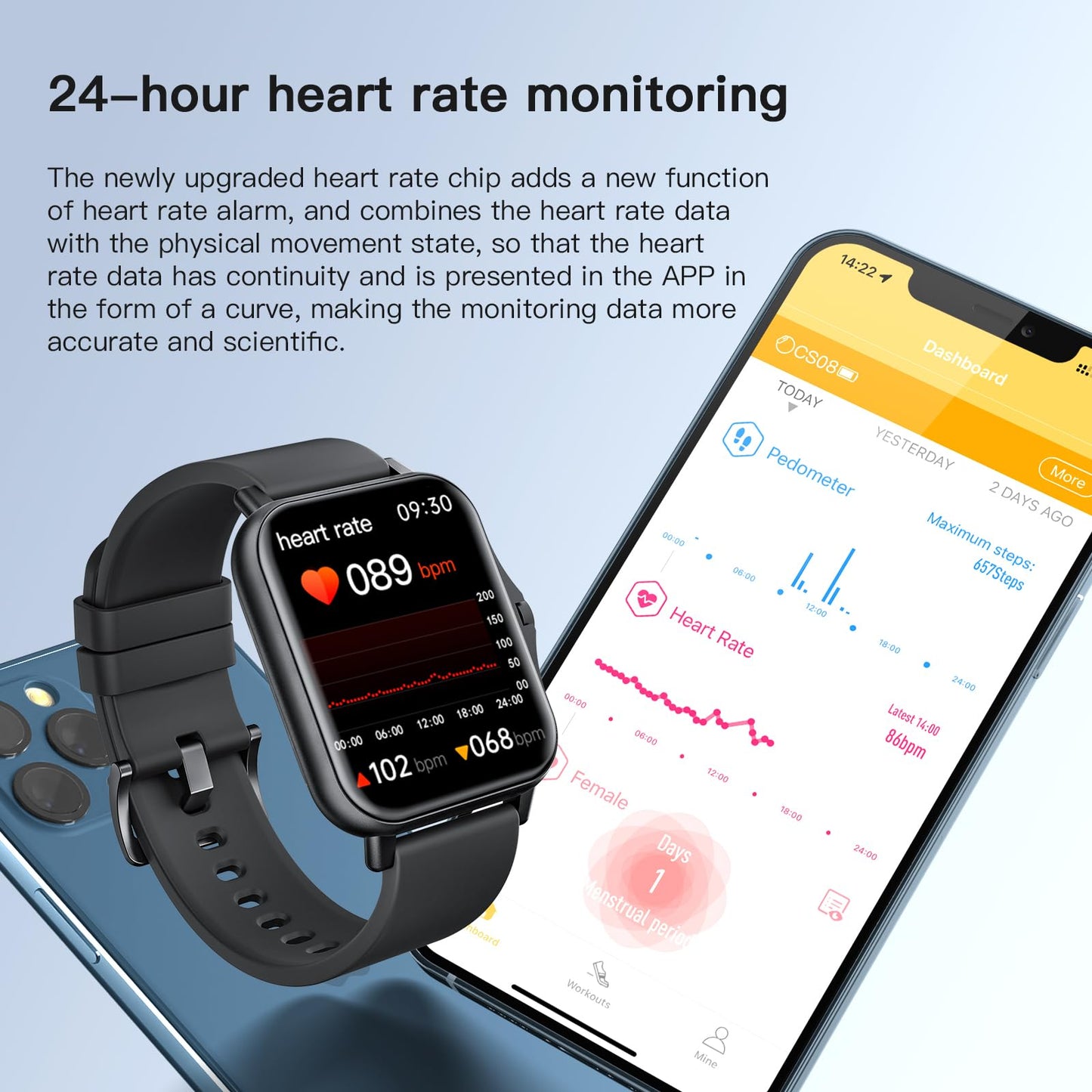 Smart Watch (Answer/Make Call) Bluetooth Fitness Tracker with Heart Rate, Sleep Monitor, AI Voice Assistant, Text, IP67 Waterproof 1.85-inch HD Color for Men Women Compatible with iPhone & Android