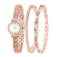 Clastyle Rose Gold Watch and Bracelet Set for Women - Elegant Diamond Ladies Watches with 2 Bangles - Jewellry Wrist Watch for Women with Rhinestone