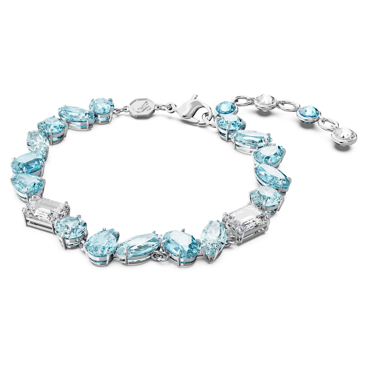 Swarovski Gema Bracelet, Blue and White Mixed-Cut Crystals in a Rhodium Plated Setting, from the Gema Collection