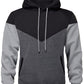 comefohome Mens Hoodies UK Pullover Color Block Sweatshirts Long Sleeve Fleece Hoody Drawstring Casual Designer Tops with Pockets Black Grey L