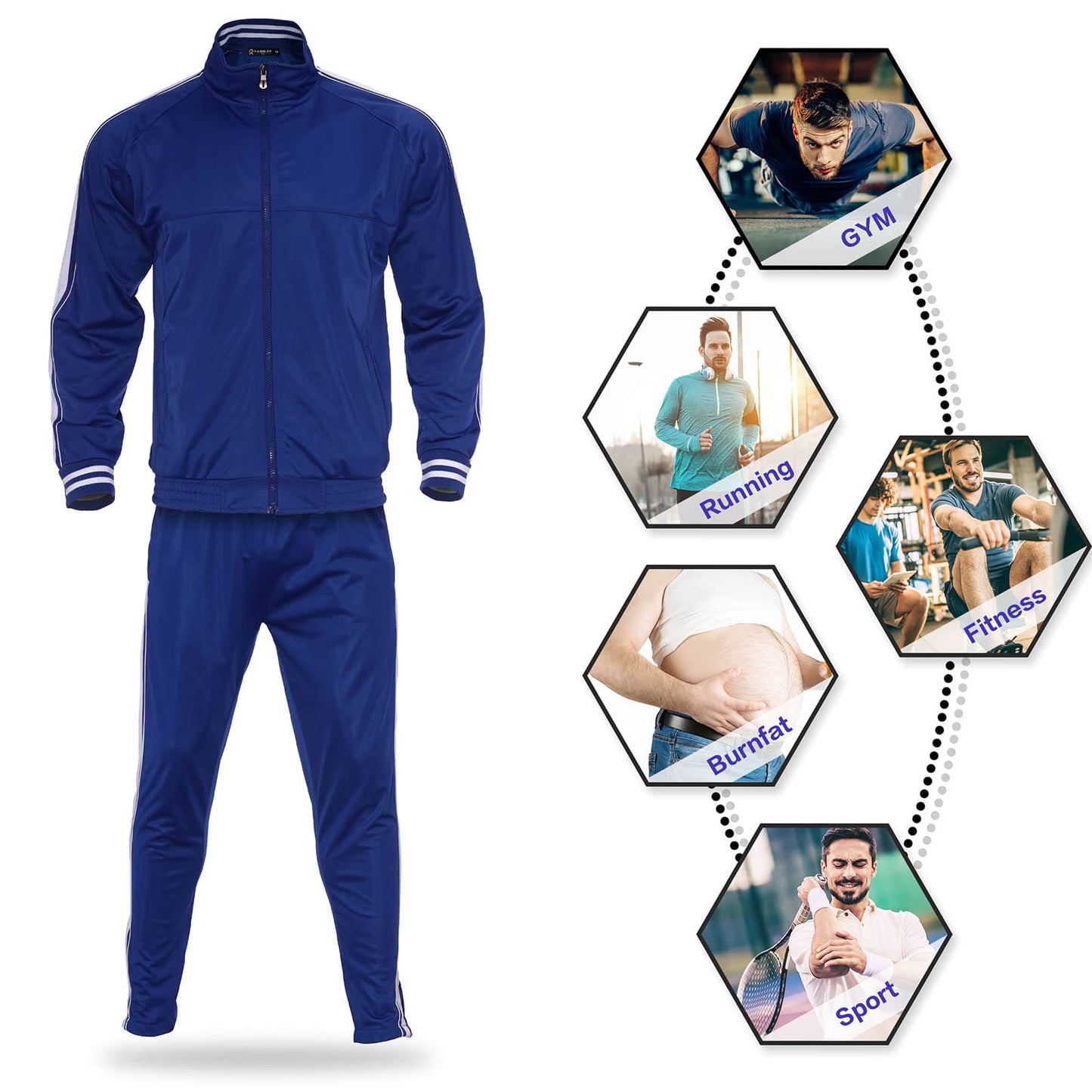 Nothinchan Men's Tracksuits 2 Piece Casual Athletic Set Full Zip Sweatsuits Workout Activewear Long Sleeve Running Jogging Suits Set(Royal Blue,5XL)