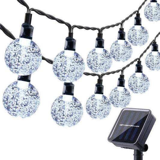 Solar Garden Lights Outdoor, 36ft 60 LED Solar String Lights Waterproof, Solar Powered Crystal Ball Indoor/Outdoor Fairy Lights Decorative Lights for Garden, Patio, Yard, Festival, Parties (White)