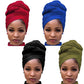 Head Wraps for Black Women Stretch Jersey Turban Head Wrap Knit Headwraps Extra Long Hair Scarf African Hair Wraps for Women