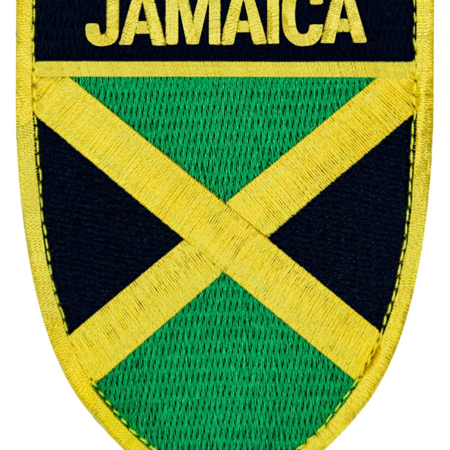 Jamaica Shield Flag Embroidered Emblem Rasta Jamaican Rastafarian Badge Applique Fastener Hook and Loop National Patc