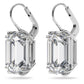 Swarovski Millenia drop earrings, Octagon cut, White, Rhodium plated