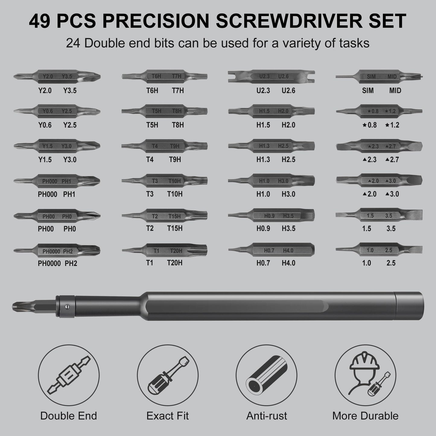 Precision Screwdriver Set 49 in 1 Small Screwdriver Set Magnetic Repair Tool Kit for Laptop, iPhone, Cell Phone, PC, MacBook, Tablet, Computer, PS5, PS4, Xbox, Electronic, Glasses, Watch