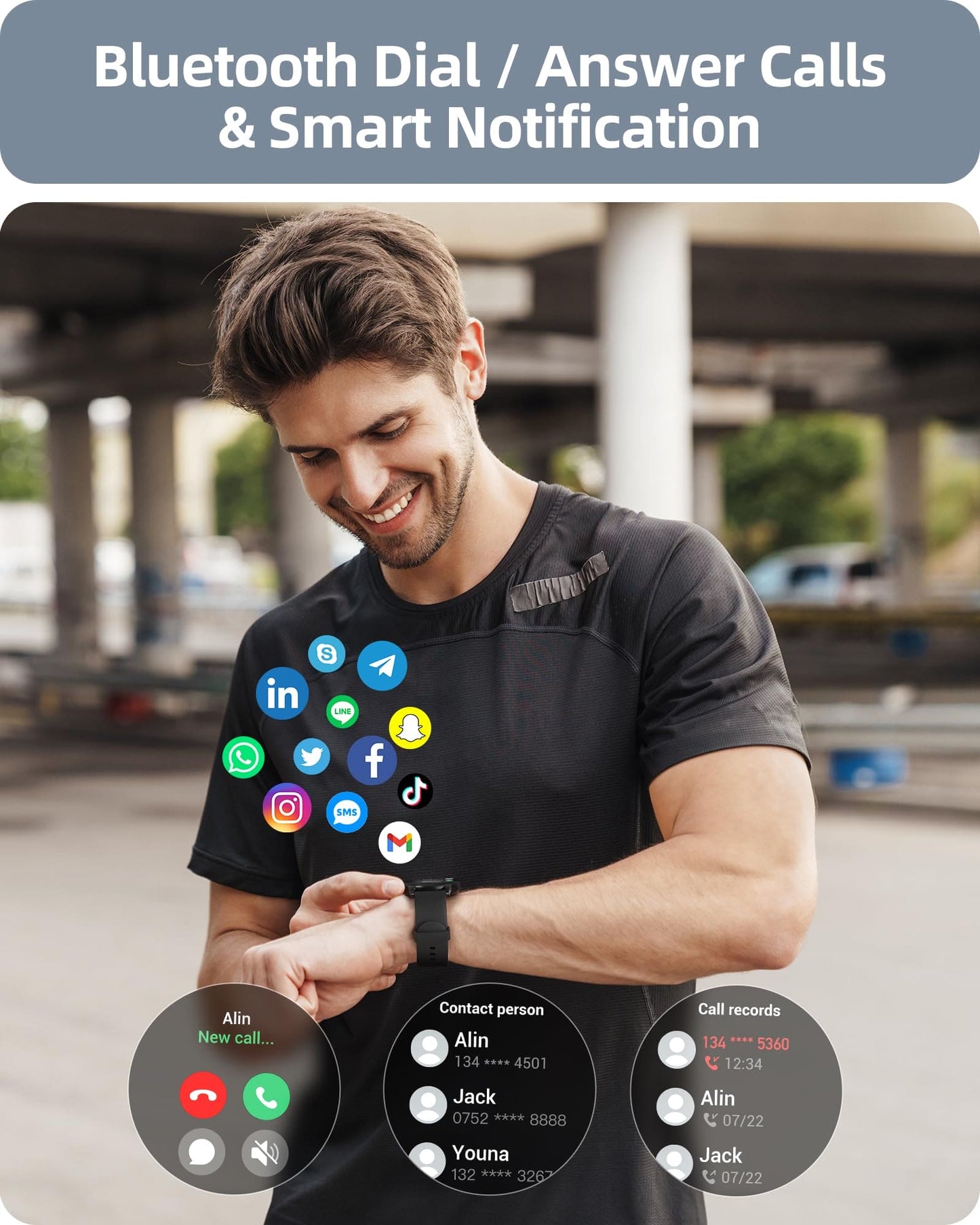 Parsonver Smart Watch(Answer/Make Calls), 1.32" HD Fitness Watch for Men Women, 100+ Sport Modes IP68 Waterproof, Heart Rate Sleep Blood Oxygen Monitor, Fitness Activity Tracker for Android iOS Phones