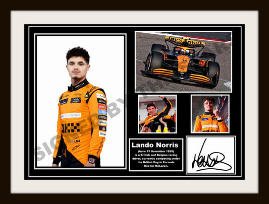 Lando Norris Autographed A4 Print, British F1 Driver, Formula One