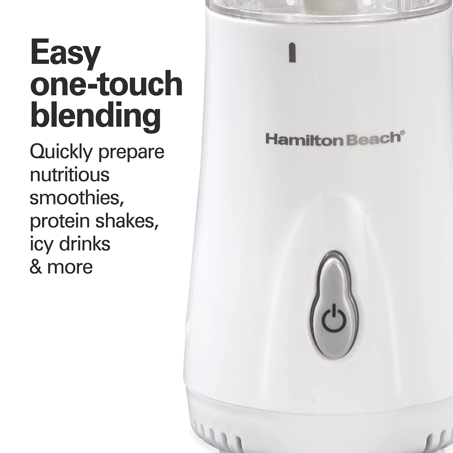 Hamilton Beach Portable Blender for Shakes and Smoothies with 14 Oz BPA Free Travel Cup and Lid, Durable Stainless Steel Blades for Powerful Blending Performance, 2 Jars - White (51102V)