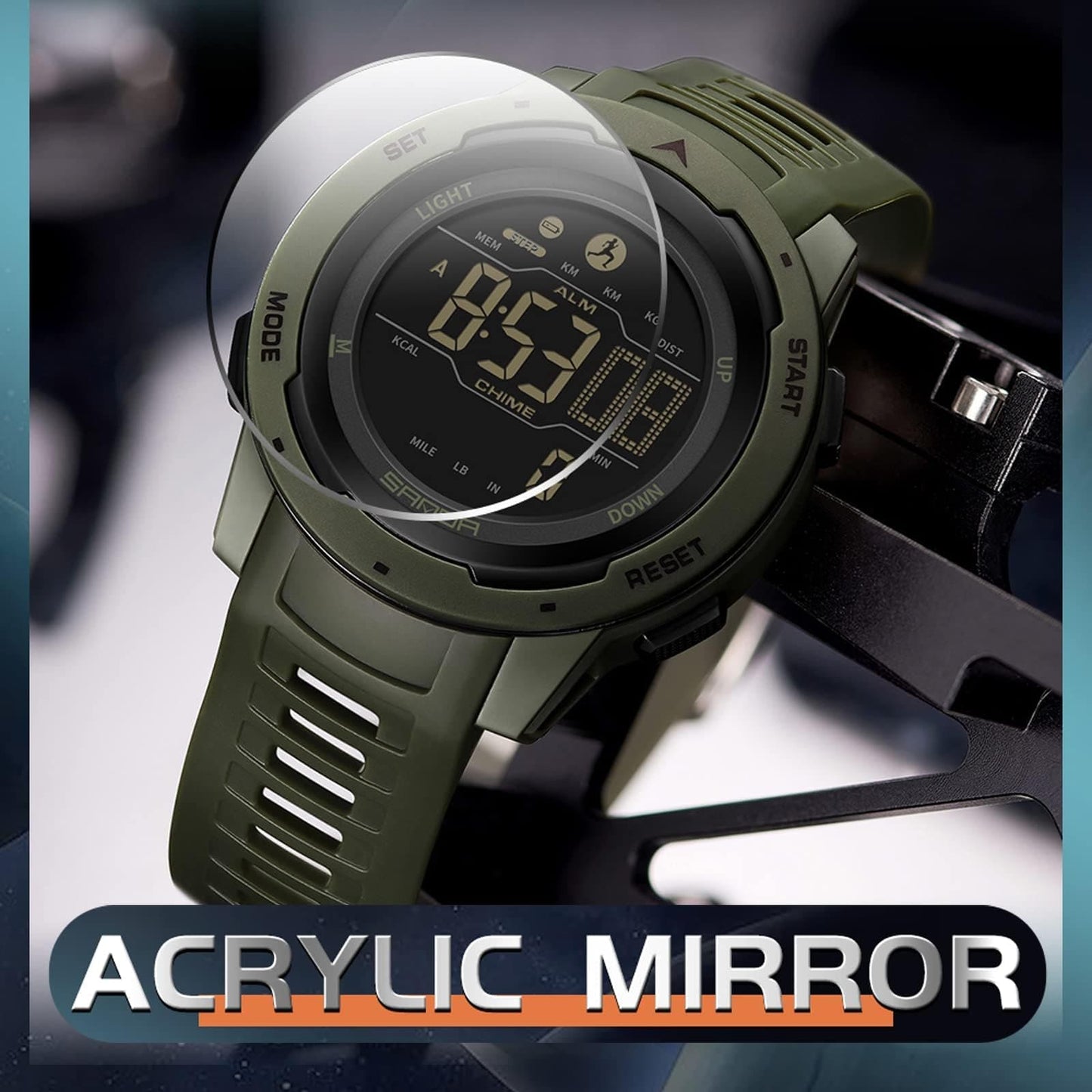 findtime Men's Digital Watch Waterproof Pedometer Watches Sport Watch Step Counter Calorie Military Watch with Stopwatch Alarm LED Backlight Countdown