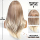 EMMOR Long Ombre Light Mixed Blonde Wigs for Women Straight Synthetic Layered Wig with Fringe(26" Ombre Light Blonde)