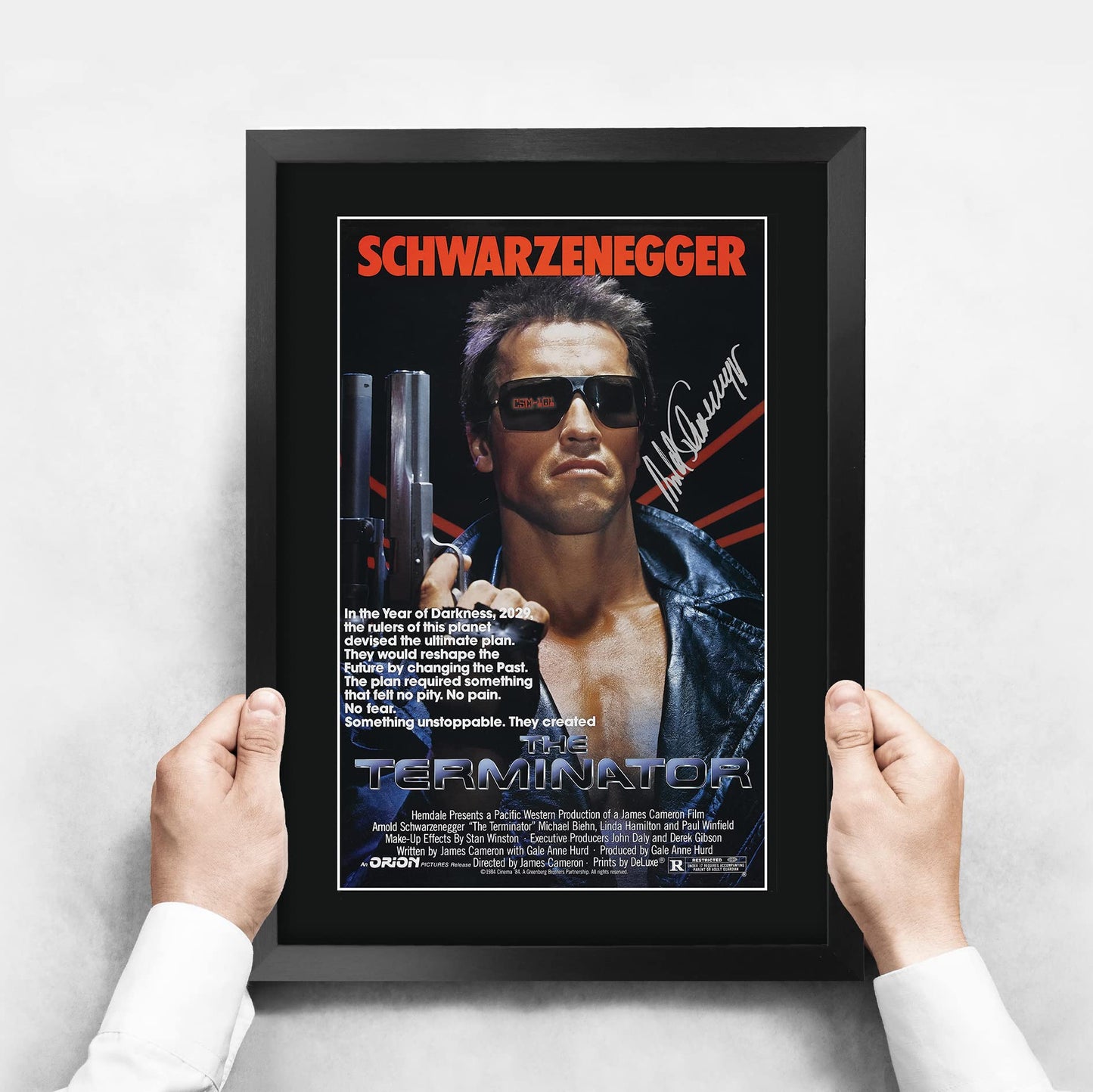 HWC Trading A3 FR Terminator Movie Poster Arnold Schwarzenegger Signed Gift FRAMED A3 Printed Autograph Film Gifts Print Photo Picture Display