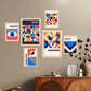 Nacnic Set of 6 Prints in Bauhaus Style 6. Geometric design style Prints with frames Decorative frames for your living room, bedroom, home. Wall art print. Sizes A4 and A3 with Lightwood frames