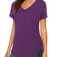 Florboom Women Casual Blouse V Neck Curved Hem Tunic Tops Summer Shirts, Purple 12 14