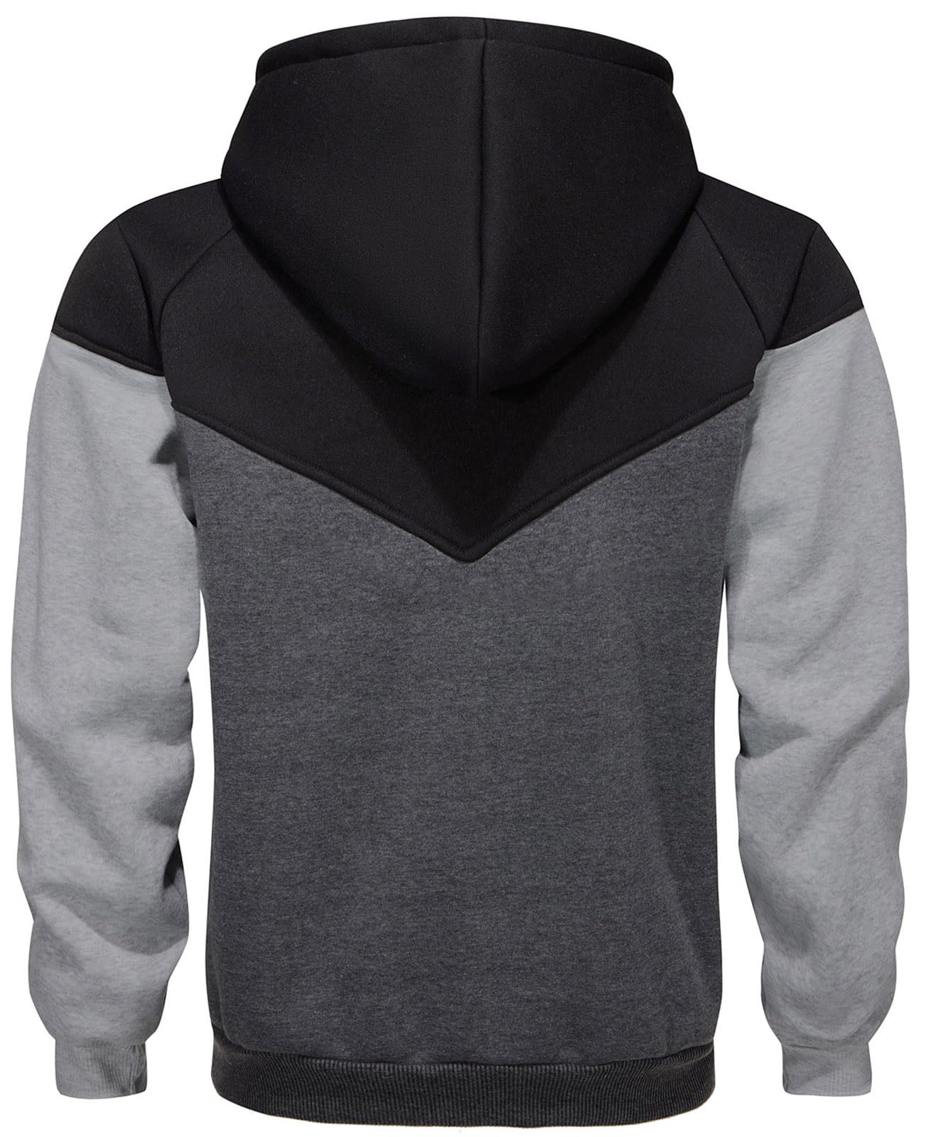 comefohome Mens Hoodies UK Pullover Color Block Sweatshirts Long Sleeve Fleece Hoody Drawstring Casual Designer Tops with Pockets Black Grey L