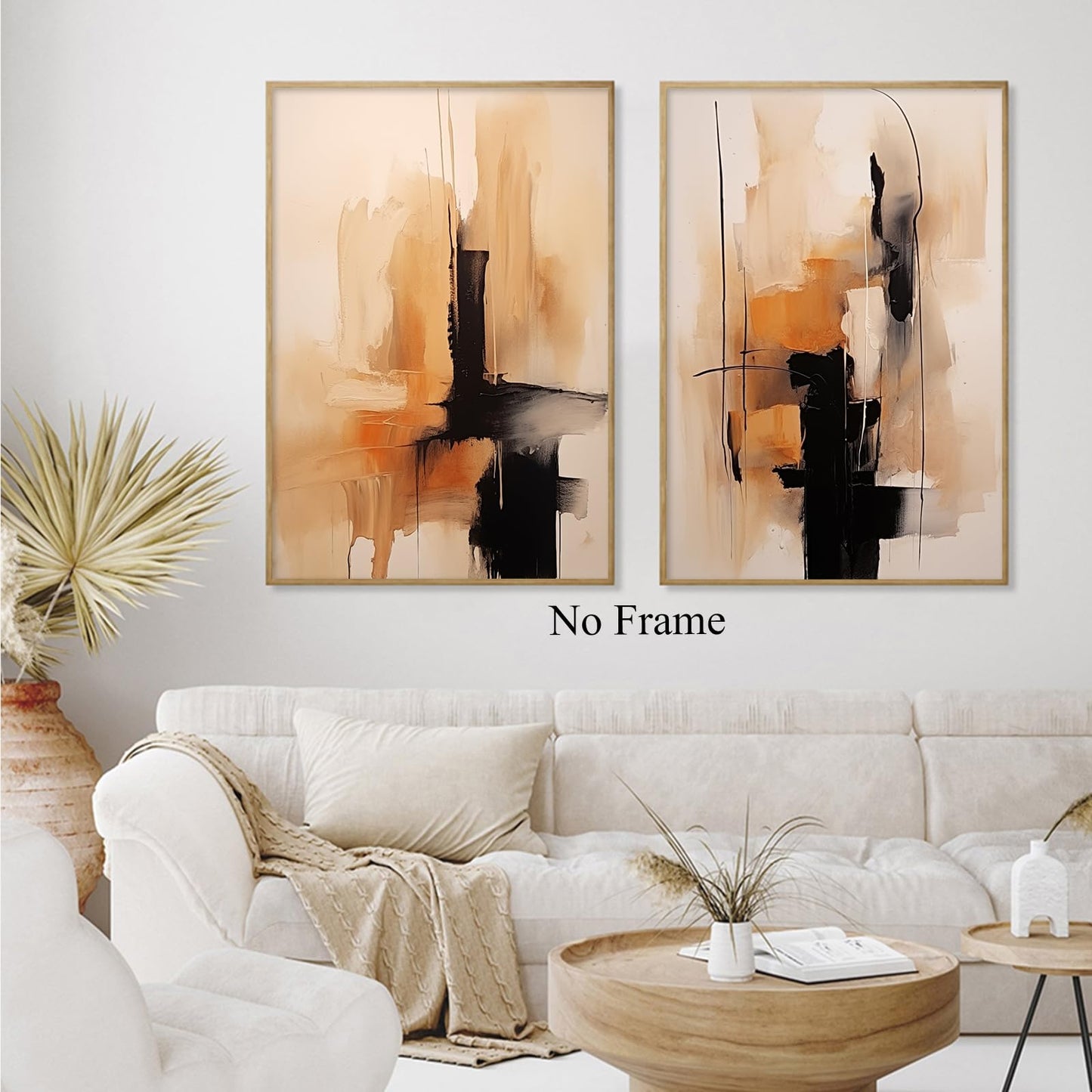 Black and Brown Abstract Wall Art Terracotta Wall Prints Modern Brown Paintings Tan Abstract Wall Art Black and Beige Pictures Modern Watercolor Artwork Brown Abstract Canvas Wall Art 16x24inx2 No